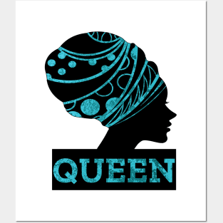 BLACK Queen Women In Blue Posters and Art